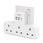 Tessan 3-Gang plug Through UK Charger 2 USB A USB C 13A TS-223-C