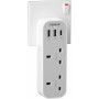 Tessan 2-Gang plug Through UK Charger 2 USB A USB C 13A TS-222-C