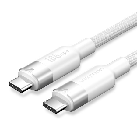 Vention IT Cable USB-C 3.2 Gen2 M-M 1.0m Braided Aluminum White TRGWF
