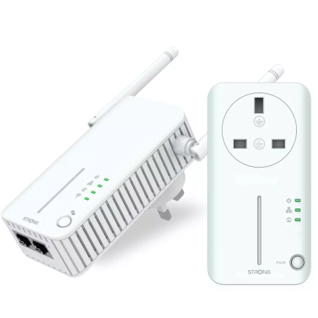 Strong Powerline Kit AV600 Passthrough 600Mbps WI-Fi 300Mbps UK POWERLWF600DUOUKV2