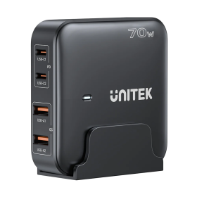 Unitek Desktop 4in1 70W GaN Charger 2xUSB-C 2xUSB-A Ports Black P1228ABK