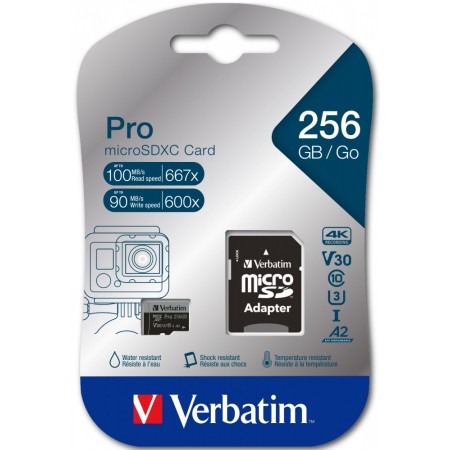 Verbatim Micro SD Card+Adapter Class10 U3 256GB