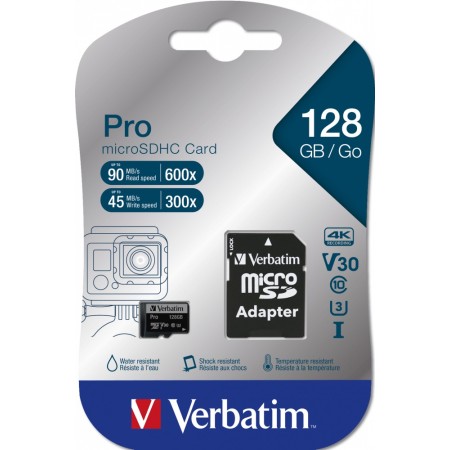 Verbatim Micro SD Card+Adapter Class10 U3 128GB