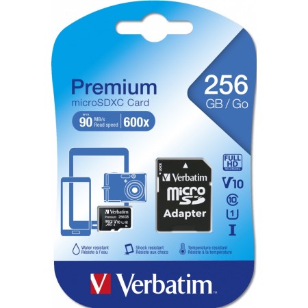 Verbatim Micro SD Card+Adapter Class10 U1 256GB