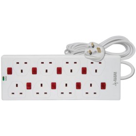 Mercury 8-Gang Power Extension 2.0m with Switches & Surge Protection 429.797UK