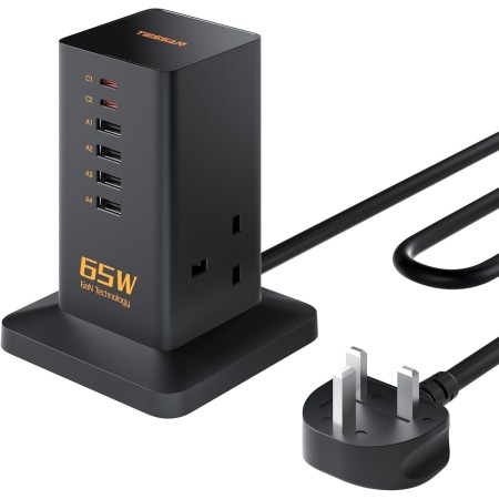 Tessan 2 Gang Extension  4 USB-A 2 USB C 2m 13A TS-FS02UK00