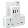 Tessan 2-Gang plug Through UK Charger 2 USB A USB C 13A TS-221-C