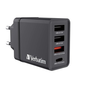 Verbatim Wall Charger 30W EU Plug 1 x USBC20W 3 x USBA CHR-30EU1 Black