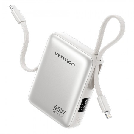 Vention Powerbank 10000mAh 45W Built-in USB-C & Lightning Cables FKMN0 Beige