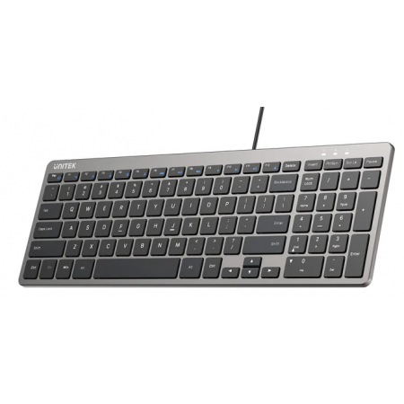 Unitek Keyboard Wired 99K USB-C/A English SlimTap T053 Space Grey
