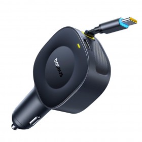Baseus Car Charger 30W VR2 with Retractable Cable Black