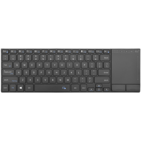 Rii Mini Keyboard Wireless 2.4GHz & Bluetooth with Large Touchpad & Media Keys Stainless Steel K22BT