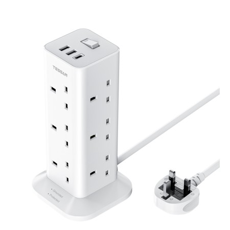 Tessan 12 Gang Extension 3 USB 2m 13A TPS04-UK-C