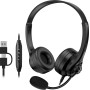 Genius PC Headset USB-A+C InLine Control & Ultra Soft Foam Cushions HS-235U AI (A+C)