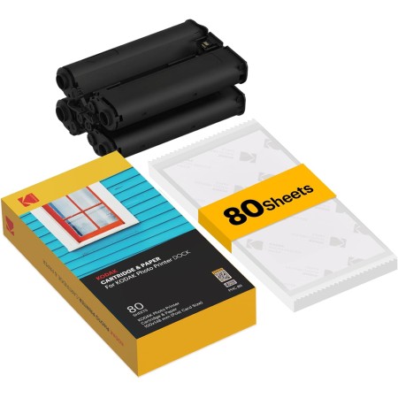 Kodak Printer Dock Sheets for Dock Plus & ERA 4x6 (80 Sheets + Cartridge)