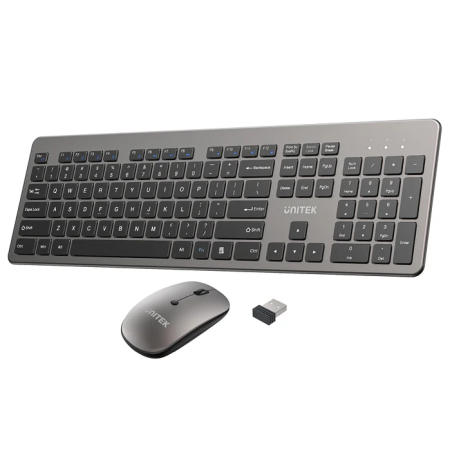 Unitek IT Keyboard & Mouse Combo Wireless 2.4GHz English SlimDuo T054 Space Grey