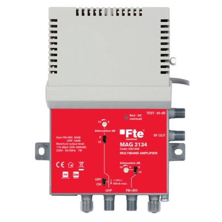 FTE MAG2134 Multiband Amplifier 1xUHF/VHF/FM 34dB Gain 115dB Max Output