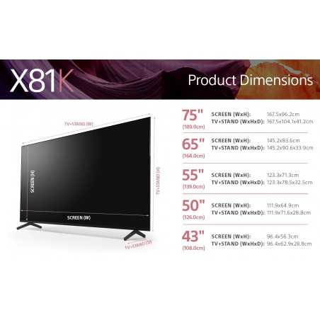 SONY KD43X81K 4K Ultra HD High Dynamic Range HDR Smart TV Google TV